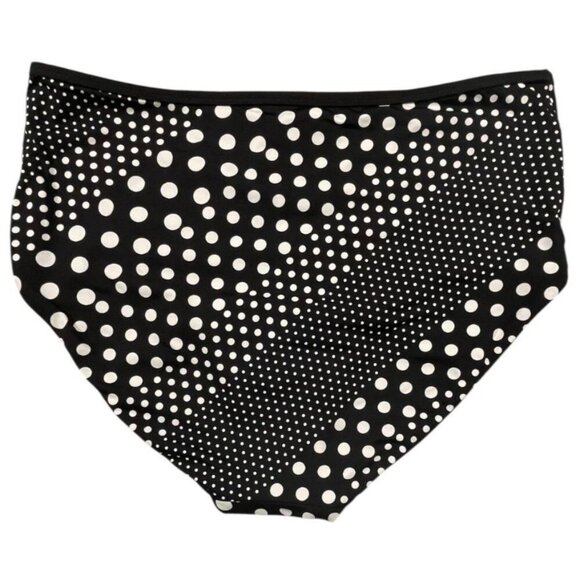 Lands’ End Reversible High-Waisted Bikini Bottom Black Polka Dot Size 14 NWT - Picture 4 of 9